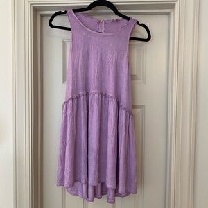 POL Lavender Sleeveless Baby Doll Peplum Tunic with Crocheted details